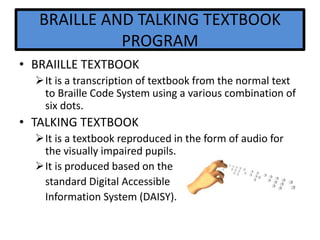 Braille Textbooks Example Text book division | PPTX