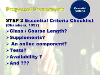 Essential
 Criteria
 