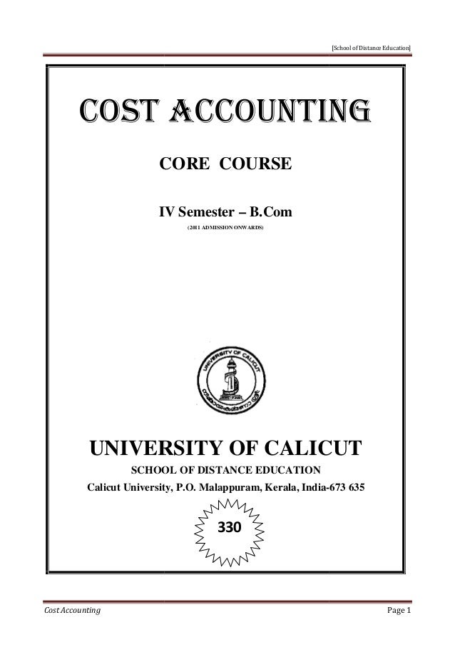 A Textbook of Cost Accounting (Calicut University)