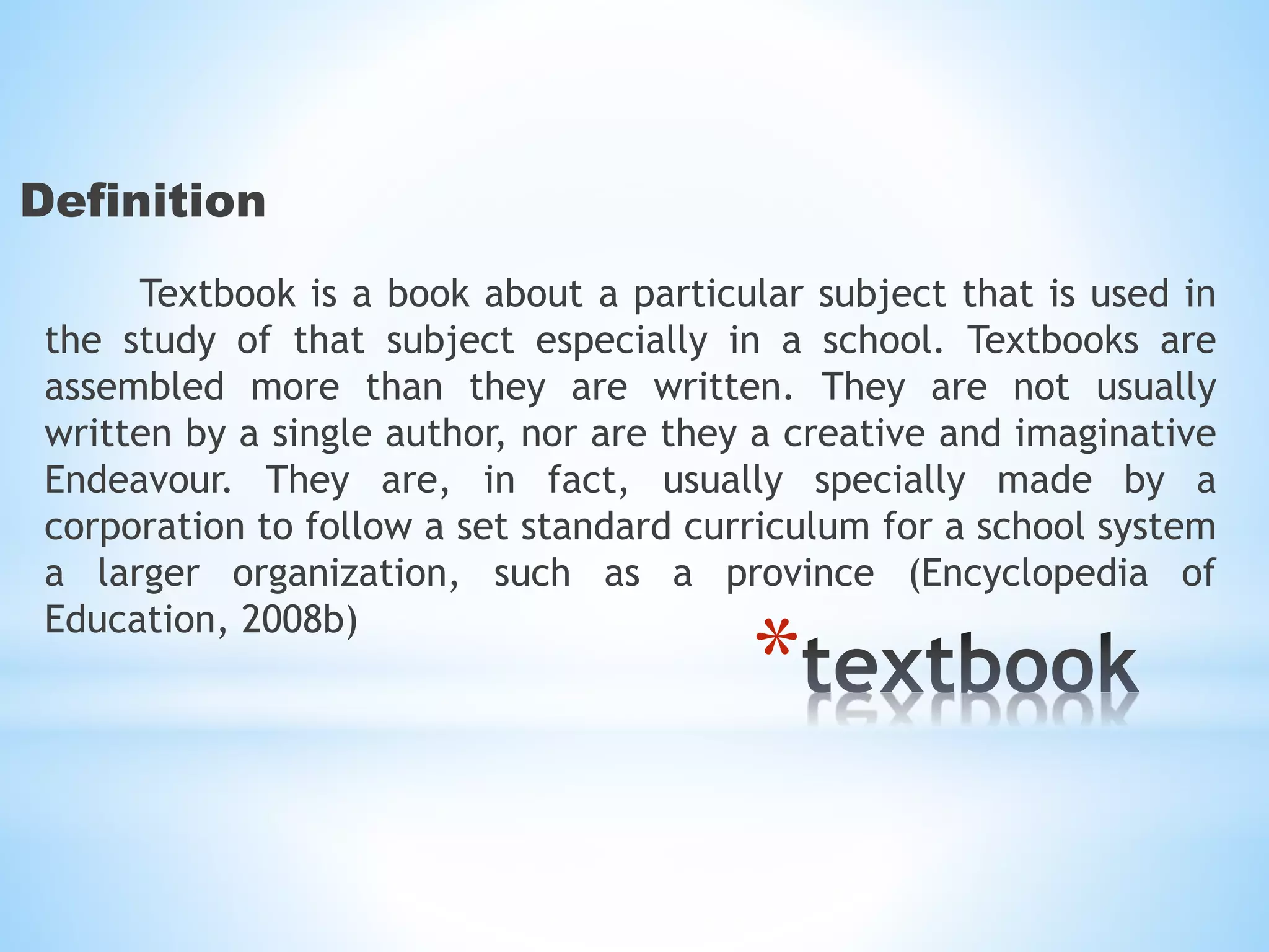 Textbook Explaination Example Textbook analysis | PPTX
