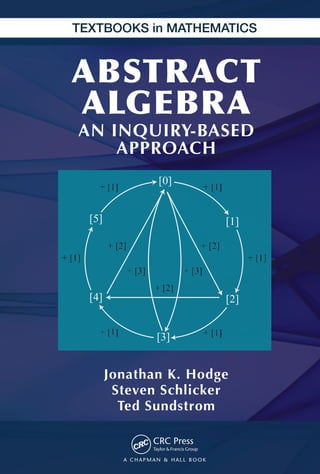 K16308
ABSTRACT
ALGEBRA
AN INQUIRY-BASED
APPROACH
ABSTRACT
ALGEBRA
AN INQUIRY-BASED
APPROACH
ABSTRACTALGEBRA
Jonathan K. Hodge
Steven Schlicker
Ted Sundstrom
Hodge,Schlicker,
andSundstrom
Abstract Algebra: An Inquiry-Based Approach not only teaches abstract
algebra but also provides a deeper understanding of what mathematics is, how
it is done, and how mathematicians think.
Numerous activities, examples, and exercises illustrate the definitions, theorems,
and concepts. Through this engaging learning process, you will discover new
ideas and develop the necessary communication skills and rigor to understand
and apply concepts from abstract algebra. In addition to the activities and
exercises, each chapter includes a short discussion of the connections among
topics in ring theory and group theory. These discussions reveal the relationships
between the two main types of algebraic objects studied throughout the text.
Encouraging you to engage in the process of doing mathematics, this text
shows you that the way mathematics is developed is often different than how
it is presented; that definitions, theorems, and proofs do not simply appear
fully formed in the minds of mathematicians; that mathematical ideas are
highly interconnected; and that even in a field like abstract algebra, there is a
considerable amount of intuition to be found.
Jonathan K. Hodge, PhD, is an associate professor and the chair of the
Department of Mathematics at Grand Valley State University.
Steven Schlicker, PhD, is a professor in the Department of Mathematics at
Grand Valley State University.
Ted Sundstrom, PhD, is a professor in the Department of Mathematics at
Grand Valley State University.
Mathematics
TEXTBOOKS in MATHEMATICS TEXTBOOKS in MATHEMATICS
K16308_Cover.indd 1 10/21/13 10:47 AM
 