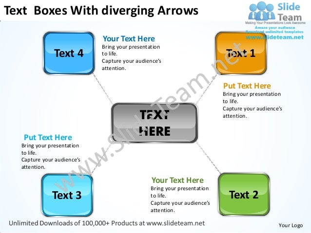 Text Boxes With Diverging Arrows Cycle Process Diagram Power Point Te