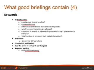 What good briefings contain (4)
Keywords
Jochen Mebus
 