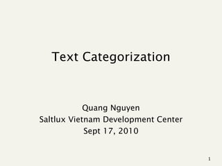 Text categorization