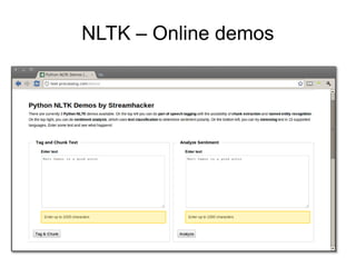 NLTK – Online demos
 