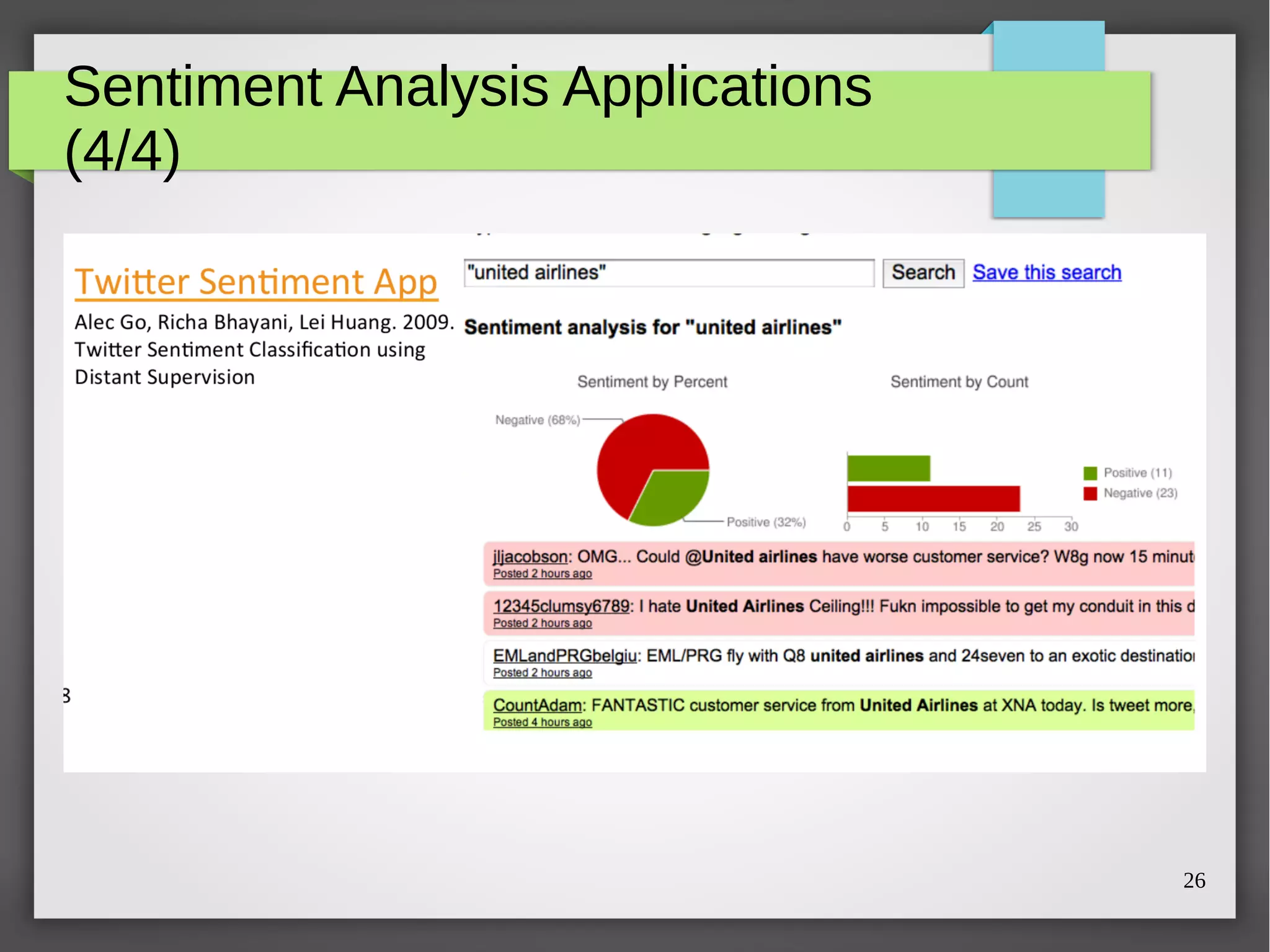26
Sentiment Analysis Applications
(4/4)
 