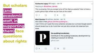 But scholars
(and
academic
staff, in
supporting
them) face
questions
about rights
 