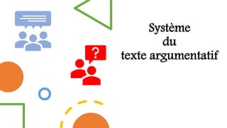 Système
du
texte argumentatif
 