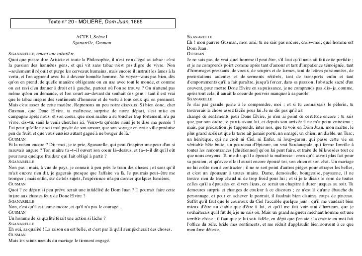 Textes et documents Dom Juan  Bac 2011