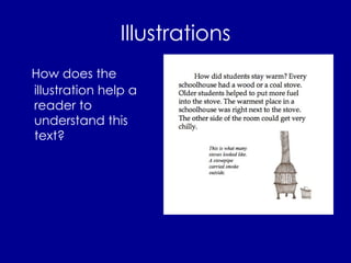 Illustrations How does the illustration help a reader to understand this text? 