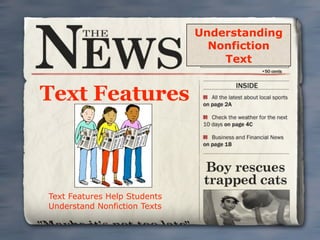 Understanding
                                Nonfiction
                                  Text


Text Features



Text Features Help Students
Understand Nonfiction Texts
 