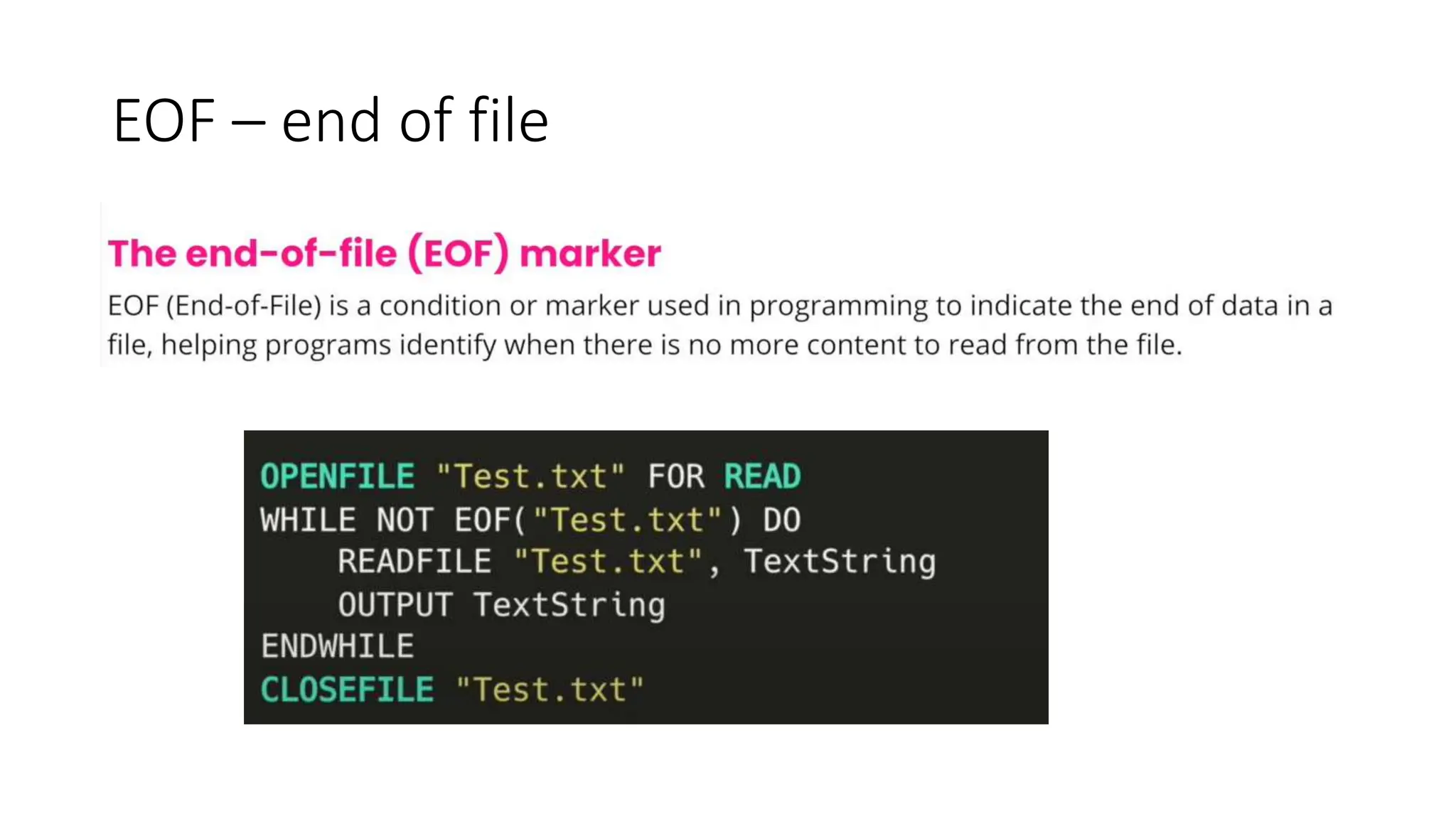 Text files, Python. Pseudocode and Python examples for 9618 CS. | PPT