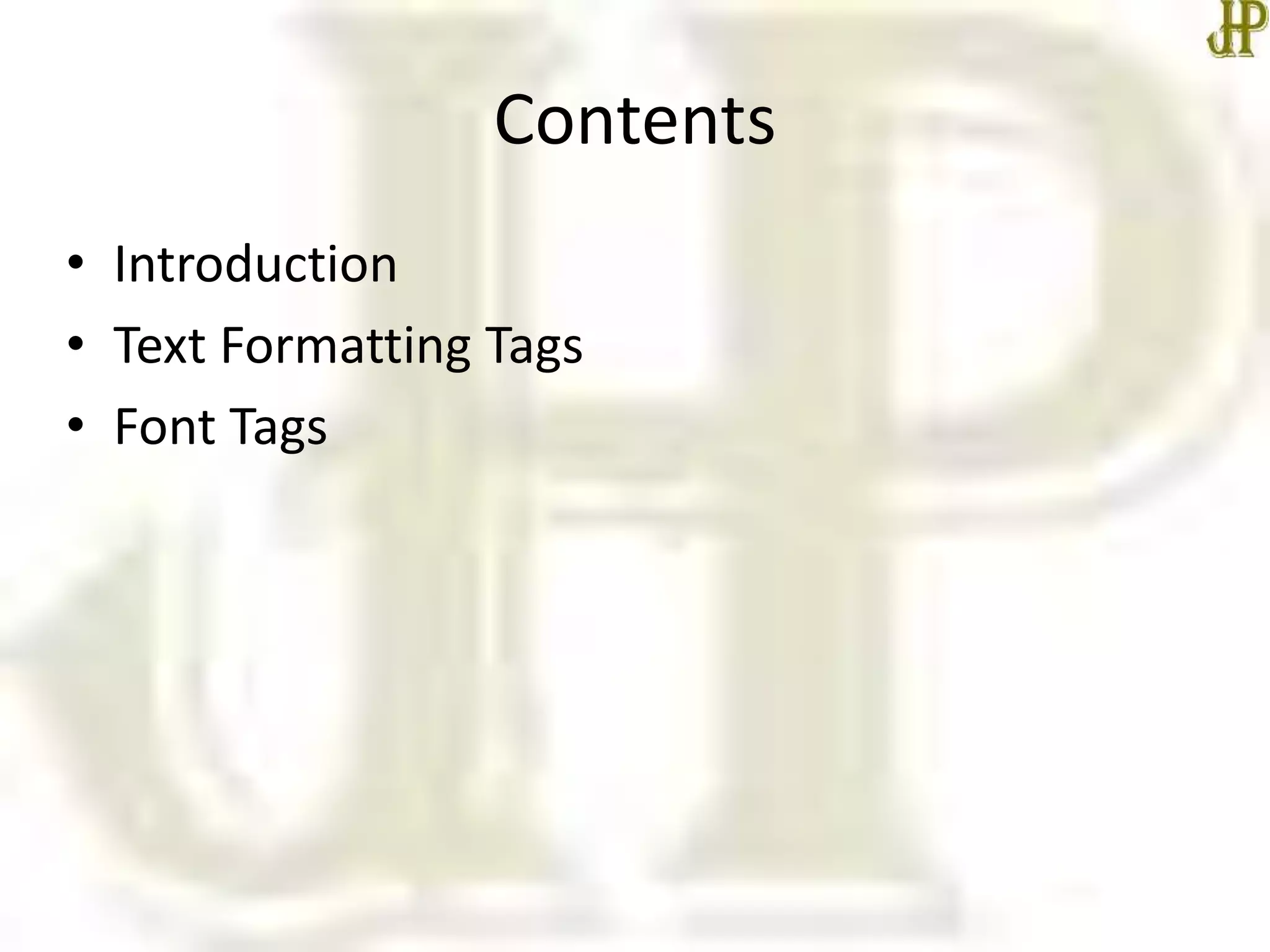 HTML Text formatting tags | PPTX