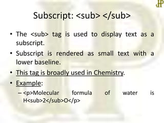 HTML Text formatting tags | PPTX