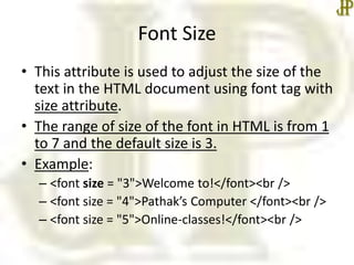 HTML Text formatting tags | PPTX