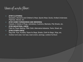 Uses and properties of fibers | PPTX