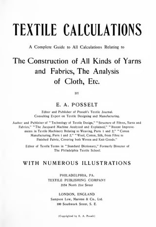 Textile Calculation.pdf,Textile Calculation | PDF