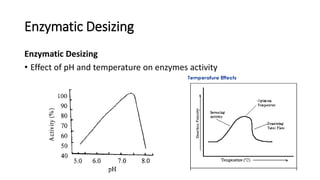 Enzymatic Desizing
Enzymatic Desizing
• Effect of pH and temperature on enzymes activity
 