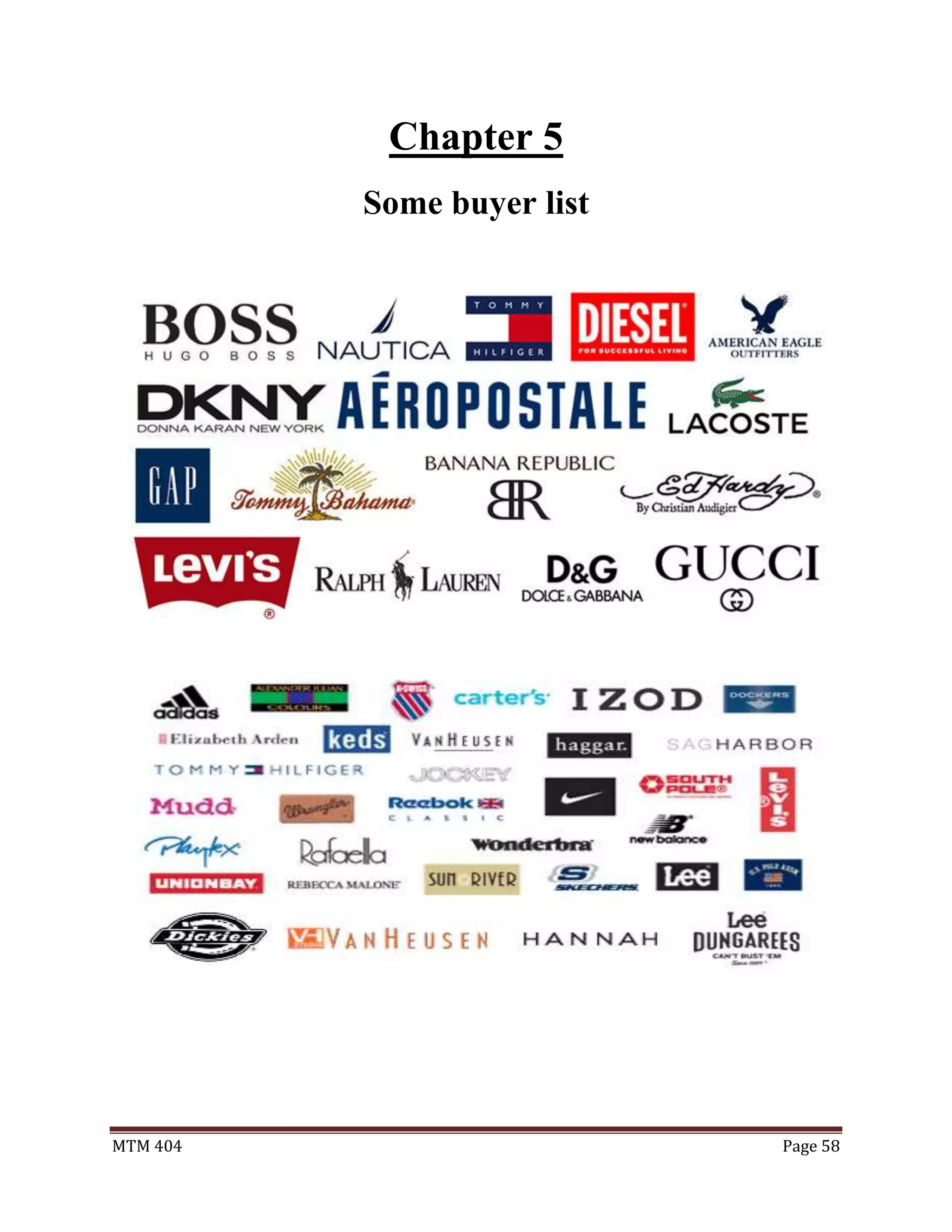 MTM 404 Page 58
Chapter 5
Some buyer list
 