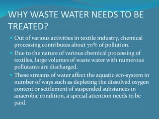 Textile effulent treatment, Waste water treatment | PPTX