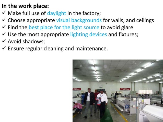 Textile Factory Working conditions.pptx | Indoor Environmental Quality ...