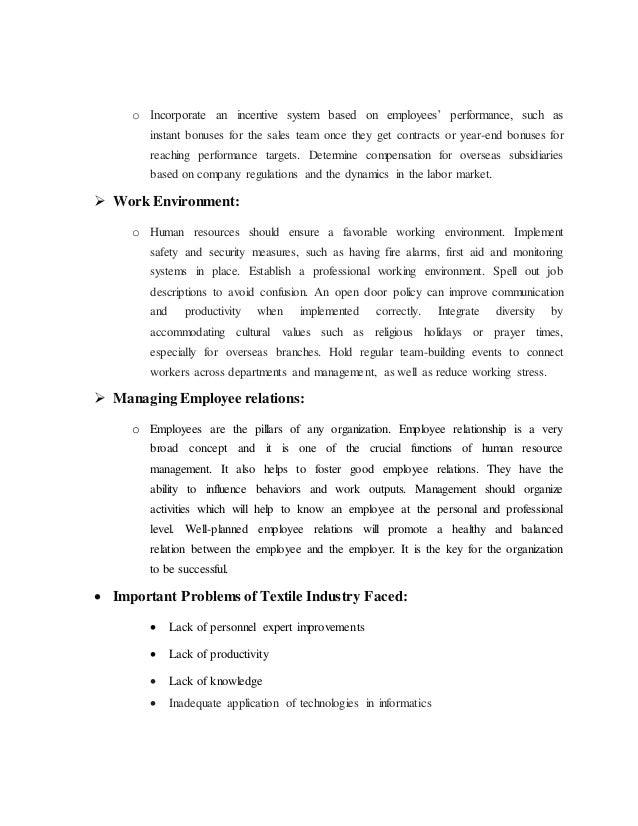 Textile industry report