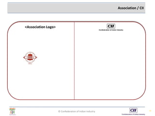 © Confederation of Indian Industry 13
Association / CII
<Association Logo>
 