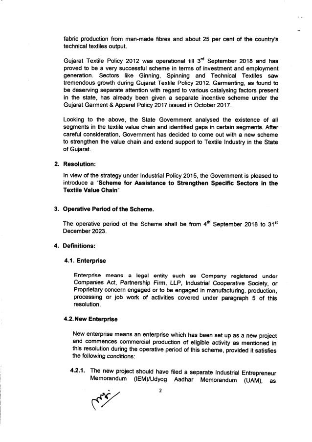GUJARAT Textile policy 20192023