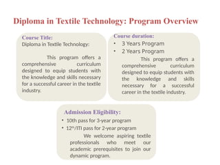 TEXTILE technology diploma scope and career opportunities | PPTX