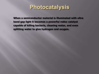 surface functionalisation with nano layers or composites“self-cleaning” surfaces (“lotus-leaf effect”)optically functional surfaces for antireflective coatings of displays (“moth-eye effect”)chemical nano-products already exist for a long time:like TiO2 or ZnOnanoparticles in sunscreenstextile research focuses on new functional properties:soil-repellence, UV-protection, abrasion resistance, drug delivery...