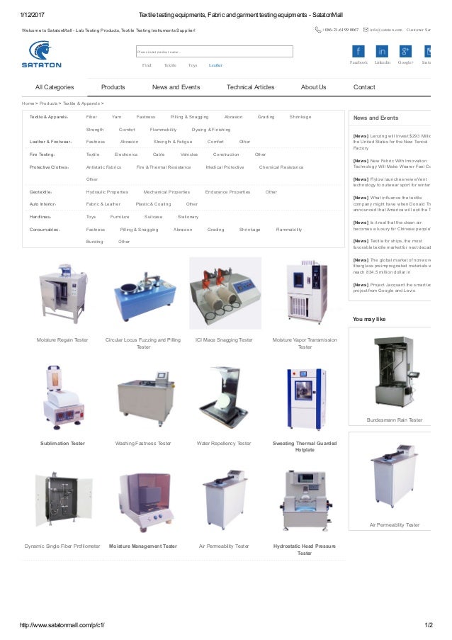 Textile testing equipments, fabric and garment testing equipments