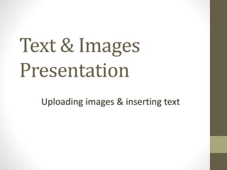 Text & Images
Presentation
Uploading images & inserting text
 