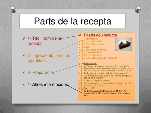 Resultado de imagen de activitats per a treballar la recepta de cuina en primaria