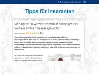 Tipps für Inserenten
Prof. Dr. Jelena Kostić-Tomović 29
 