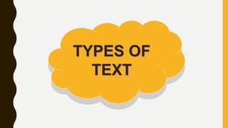 TYPES OF
TEXT
 