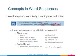 Concepts in Word Sequences
▷ Word sequences are likely meaningless and noise
à A word sequence as a candidate to be a conc...