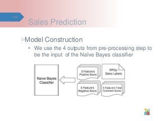 Sales Prediction
▷Model Construction
• We use the 4 outputs from pre-processing step to
be the input of the Naïve Bayes cl...