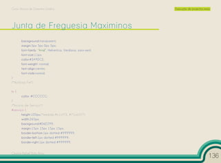 Curso Técnico de Desenho Gráfico                               Execução de projectos reais




       background:transparent;
       margin:5px 5px 0px 5px;
       font-family: “Arial”, Helvetica, Verdana, sans-serif;
       font-size:11px;
       color:#3A9DCE;
       font-weight: normal;
       text-align:center;
       font-style:normal;
}
/*Noticias Fim*/

hr {
       color: #CCCCCC;
}
/*Incicio de Serviço*/
#servico {
        height:105px;/*medida #c1cf73, #71a107*/
        width:265px;
        background:#D6E299;
        margin:15px 15px 15px 15px;
        border-bottom:1px dotted #999999;
        border-left:1px dotted #999999;
        border-right:1px dotted #999999;


Cesário Rafael Baía Alves
                                                                                         136
 