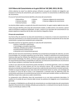 121
3. EL ENSAYO DE TEORÍA DEL CONOCIMIENTO
a. Presentación formal.
En el Informe general de la asignatura – mayo 2014 – Teoría del conocimiento, se dice en la página
13 lo siguiente:
Se pide a los colegios y a los alumnos que observen los siguientes requisitos, a fin de
asistir en el proceso de evaluación:
• Asegurar que los alumnos utilicen ESPACIO DOBLE entre líneas y letra de tamaño
12
• Utilizar una tipografía estándar, por ejemplo, Times New Roman, Calibri o Arial
• Utilizar márgenes de dimensiones estándar, sin agregar marcos.
• Escribir el título prescrito, tal como aparece en la lista, al comienzo del ensayo.
• Evitar agregar una versión del título prescrito parafraseada o alterada de otro
modo.
• No debe utilizarse una portada que permita identificar al alumno por nombre o
número de alumno. (El ensayo debe ser anónimo)
• Tener en cuenta el límite de palabras requerido para el ensayo de TdC (la cuenta de
palabras debe ingresarse al cargar el ensayo). Un nuevo método de eludir el límite de
palabras es escribir dos palabras juntas sin espacio entre ellas. Esto es una práctica terrible
que realmente debe dejar de ocurrir.
En los trabajos que se presenten en 10º grado se incluirá antes del título del ensayo el siguiente
encabezado:
Ensayo de teoría del Conocimiento
Alumno: APELLIDOS, Nombre
Profesor:
Fecha: Nº de mes de 2017.
Número de Palabras: …… (Se debe considerar todas las palabras desde la primera de la
introducción hasta la última de la conclusión. No se cuenta las notas a pie de página).
Se utilizará como margen: 3 cm al lado izquierdo y 2.5 cm en los otros lados.
 