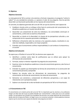 31
10. Cada estudiante responde las siguientes preguntas en su cuaderno/fólder o archivo de TdC:
¿Qué es el conocimiento? ¿Qué caracteriza al conocimiento? ¿Qué alcances y qué límites tiene?
¿Cómo se alcanza o se obtiene? ¿Quién lo crea? ¿Qué miradas o enfoques diferentes existen
sobre el conocimiento?
A
♣
2
♣
3
♣
♣
A
♣
2
♣
3
4
♣
5
♣
6
♣
♣
4
♣
5
♣
6
7
♣
8
♣
9
♣
♣
7
♣
8
♣
9
 