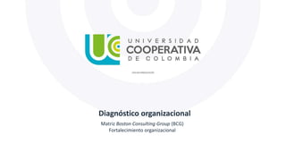 Diagnóstico organizacional
Matriz Boston Consulting Group (BCG)
Fortalecimiento organizacional
 
