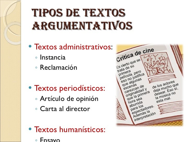 cuales son los diferentes tipos de textos argumentativos