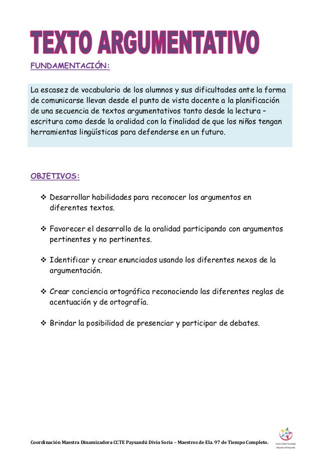 Ejemplo De Texto Argumentativo Corto Para Niños Compartir Ejemplos