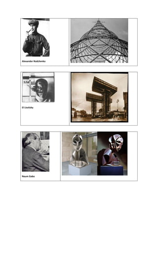 Alexander Rodchenko




El Lissitzky




Naum Gabo
 