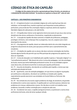 Texto do projeto de capelania escolar 2ª edição