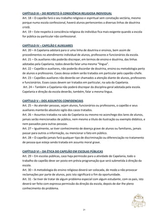 Texto do projeto de capelania escolar 2ª edição