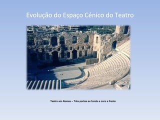 Evolução do Espaço Cénico do Teatro Teatro em Atenas – Três portas ao fundo e coro a frente 