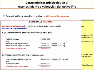 Características principales en el
              reconocimiento y valoración del Activo Fijo

2. Determinación de los saldos contables – Método de Revaluación
 