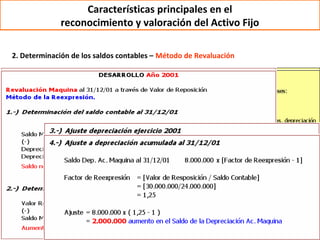 Características principales en el
              reconocimiento y valoración del Activo Fijo

2. Determinación de los saldos contables – Método de Revaluación
 