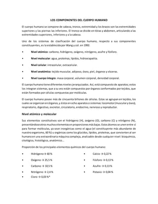 infografía los componentes del cuerpo humano | DOCX